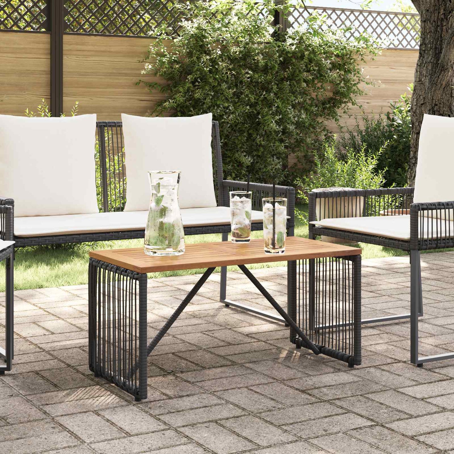 vidaXL Εξωτερικό Τραπέζι Μαύρο και Καφέ 80 x 40 x 40 cm