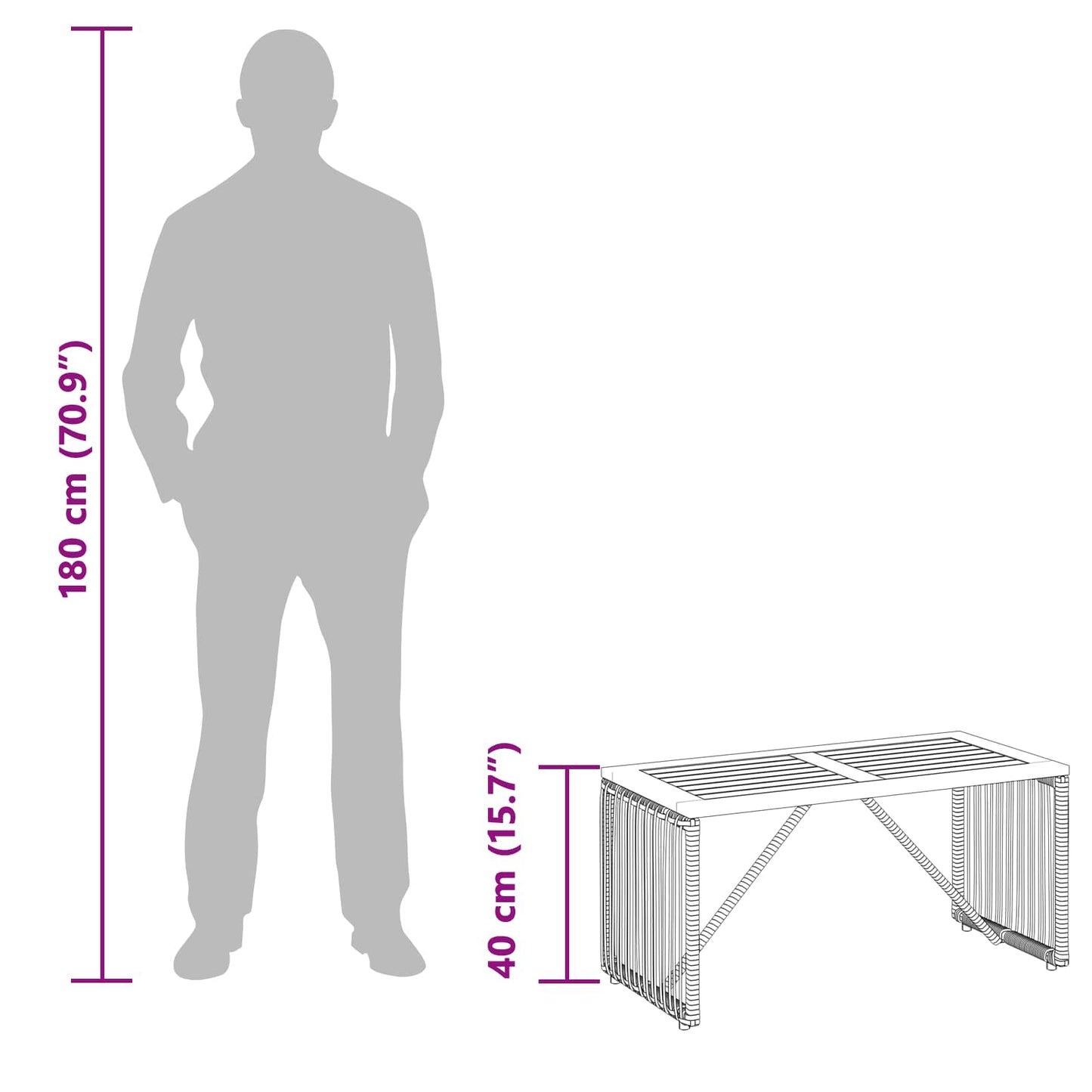 vidaXL Εξωτερικό Τραπέζι Μαύρο και Καφέ 80 x 40 x 40 cm