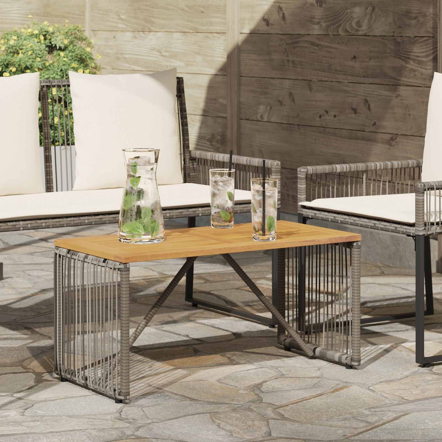 vidaXL Εξωτερικό Τραπέζι Γκρι και Καφέ 80 x 40 x 40 cm συνθετικό ρατάν