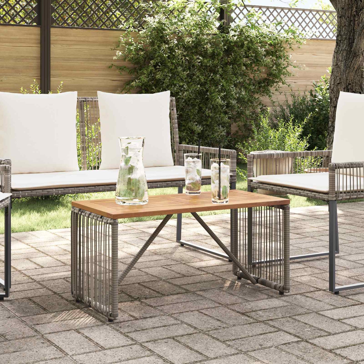 vidaXL Εξωτερικό Τραπέζι Γκρι και Καφέ 80 x 40 x 40 cm συνθετικό ρατάν