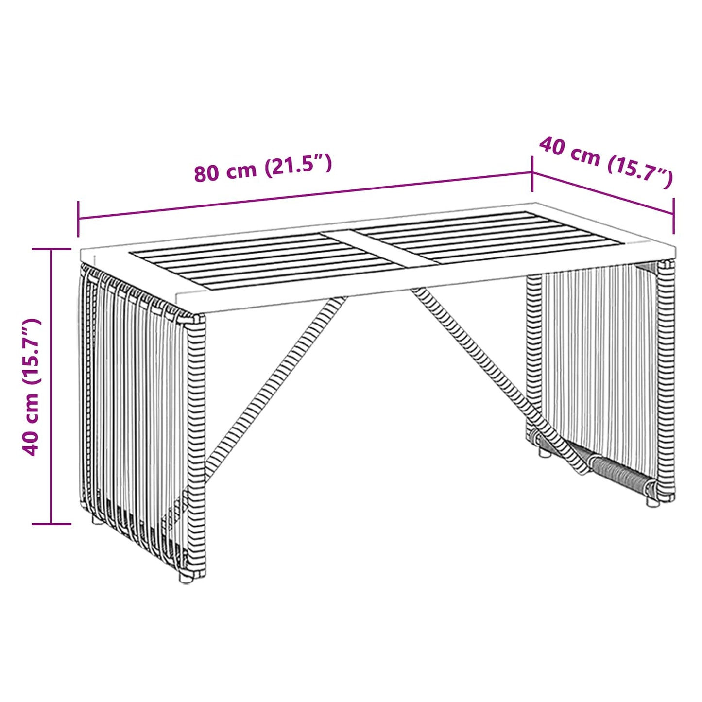 vidaXL Εξωτερικό Τραπέζι Γκρι και Καφέ 80 x 40 x 40 cm συνθετικό ρατάν