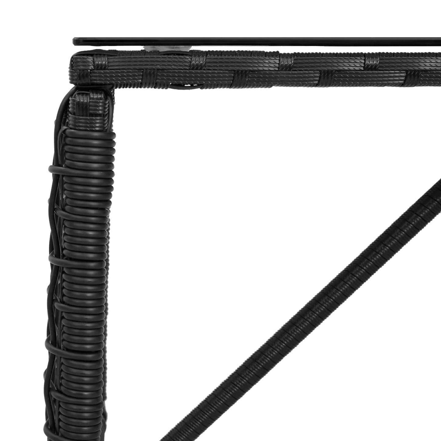 vidaXL Εξωτερικό Τραπέζι Μαύρο 80 x 40 x 40 cm PE Rattan και Γυαλί