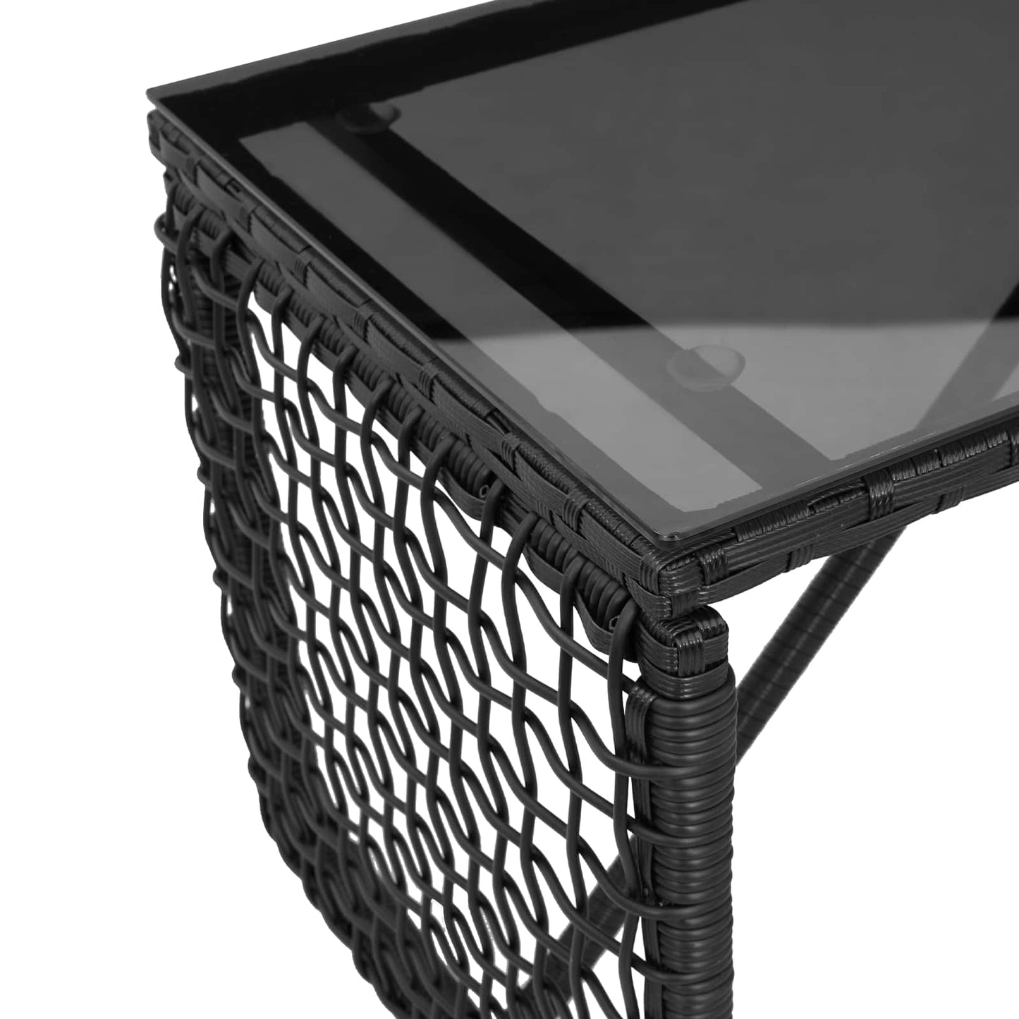 vidaXL Εξωτερικό Τραπέζι Μαύρο 80 x 40 x 40 cm PE Rattan και Γυαλί