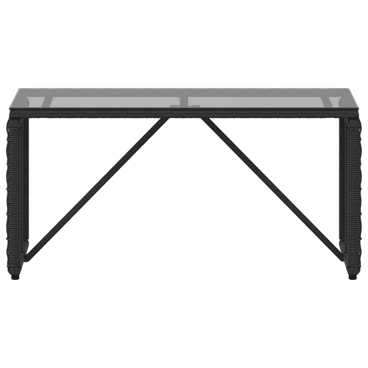 vidaXL Εξωτερικό Τραπέζι Μαύρο 80 x 40 x 40 cm PE Rattan και Γυαλί