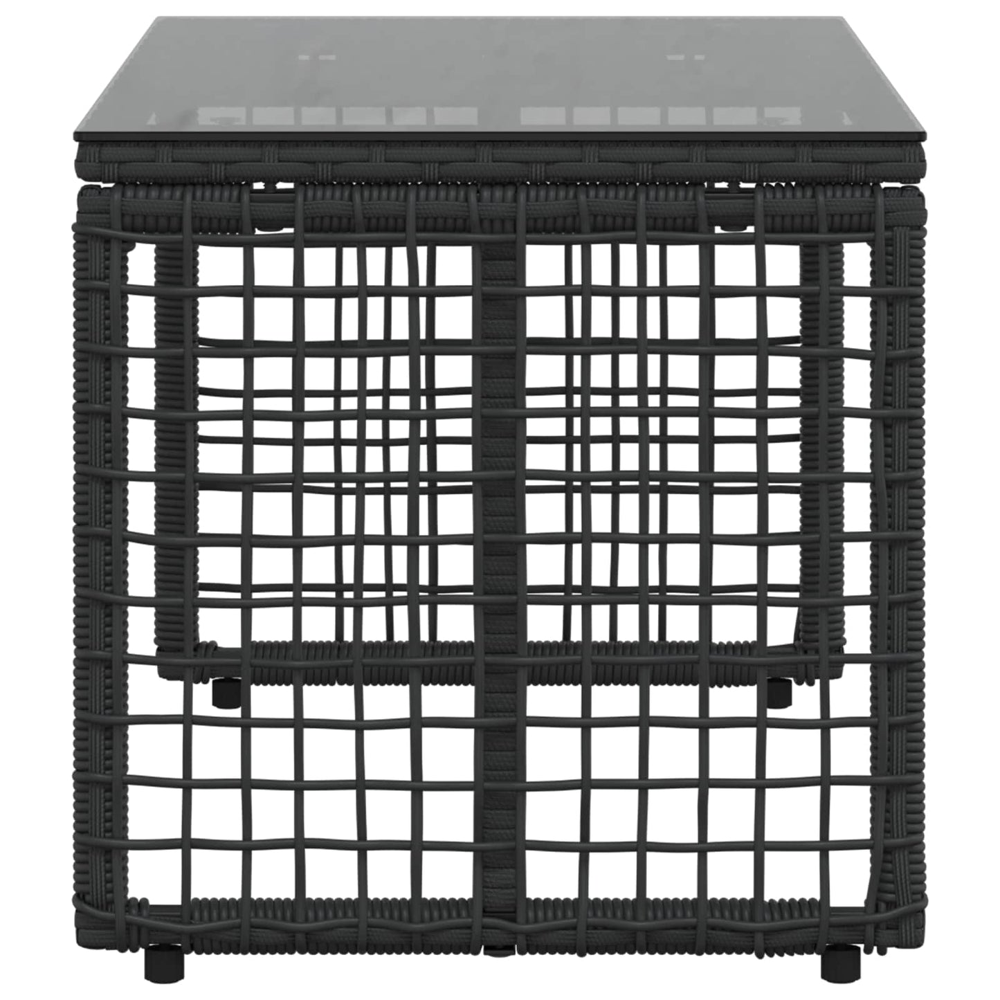 vidaXL Εξωτερικό Τραπέζι Μαύρο 80 x 40 x 40 cm PE Rattan και Γυαλί