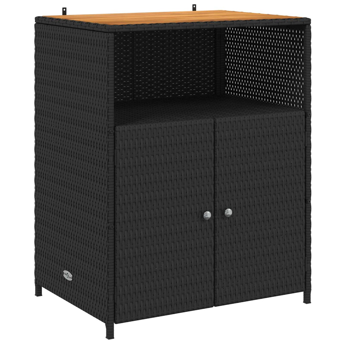 vidaXL Ντουλαπιού Μαύρο 70 x 50 x 87 εκ Πολυεστέρας και Ρόλυ Ράττεν