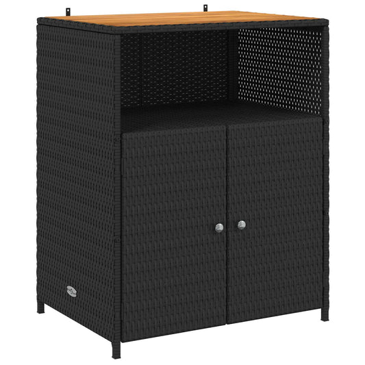 vidaXL Ντουλαπιού Μαύρο 70 x 50 x 87 εκ Πολυεστέρας και Ρόλυ Ράττεν
