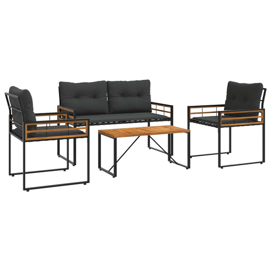 vidaXL Σετ Εξωτερικών Επίπλων με μαξιλάρι 4 pcs Σκούρο Γκρι