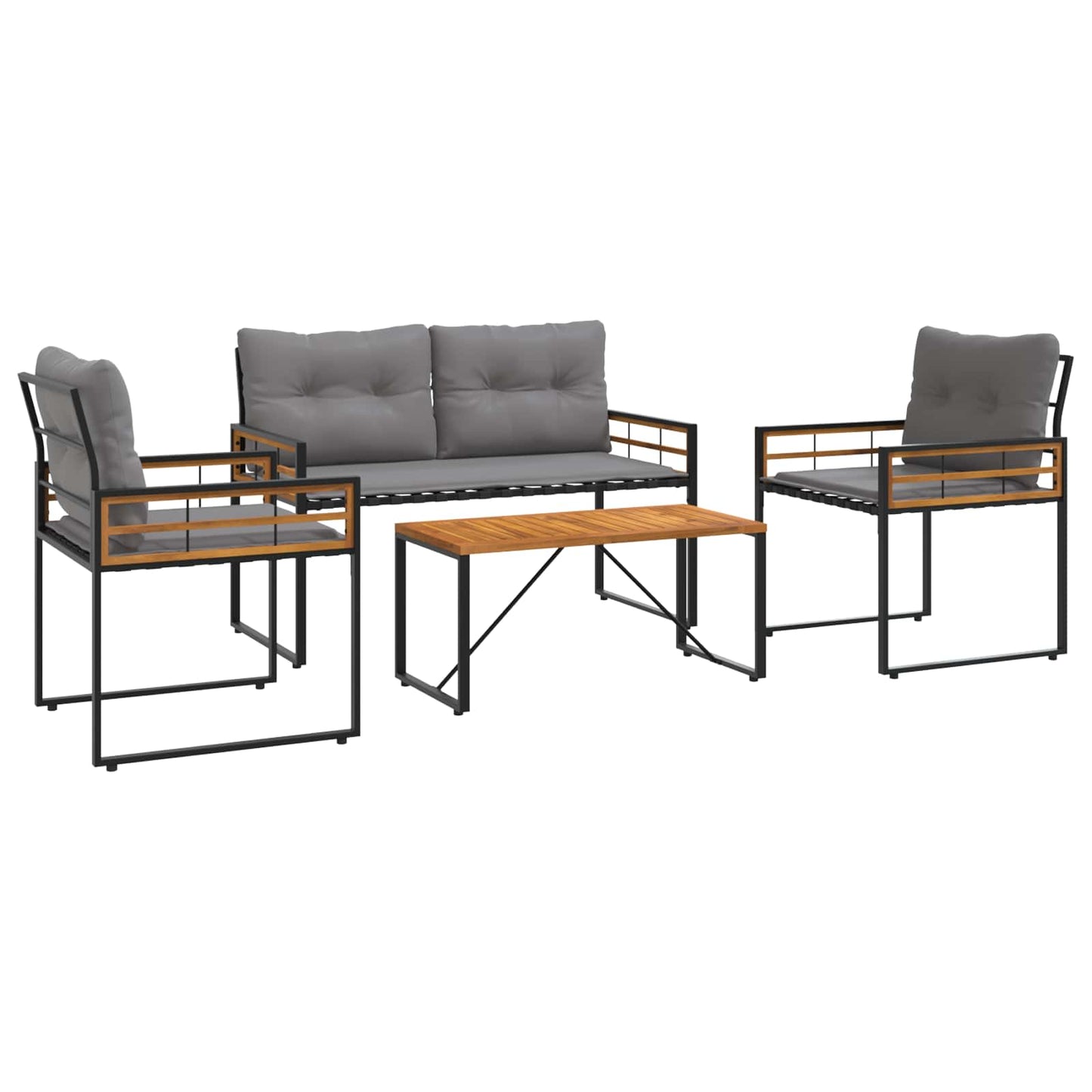 vidaXL Σετ Εξωτερικών Επίπλων με μαξιλάρι 4 pcs Ανοιχτό γκρι
