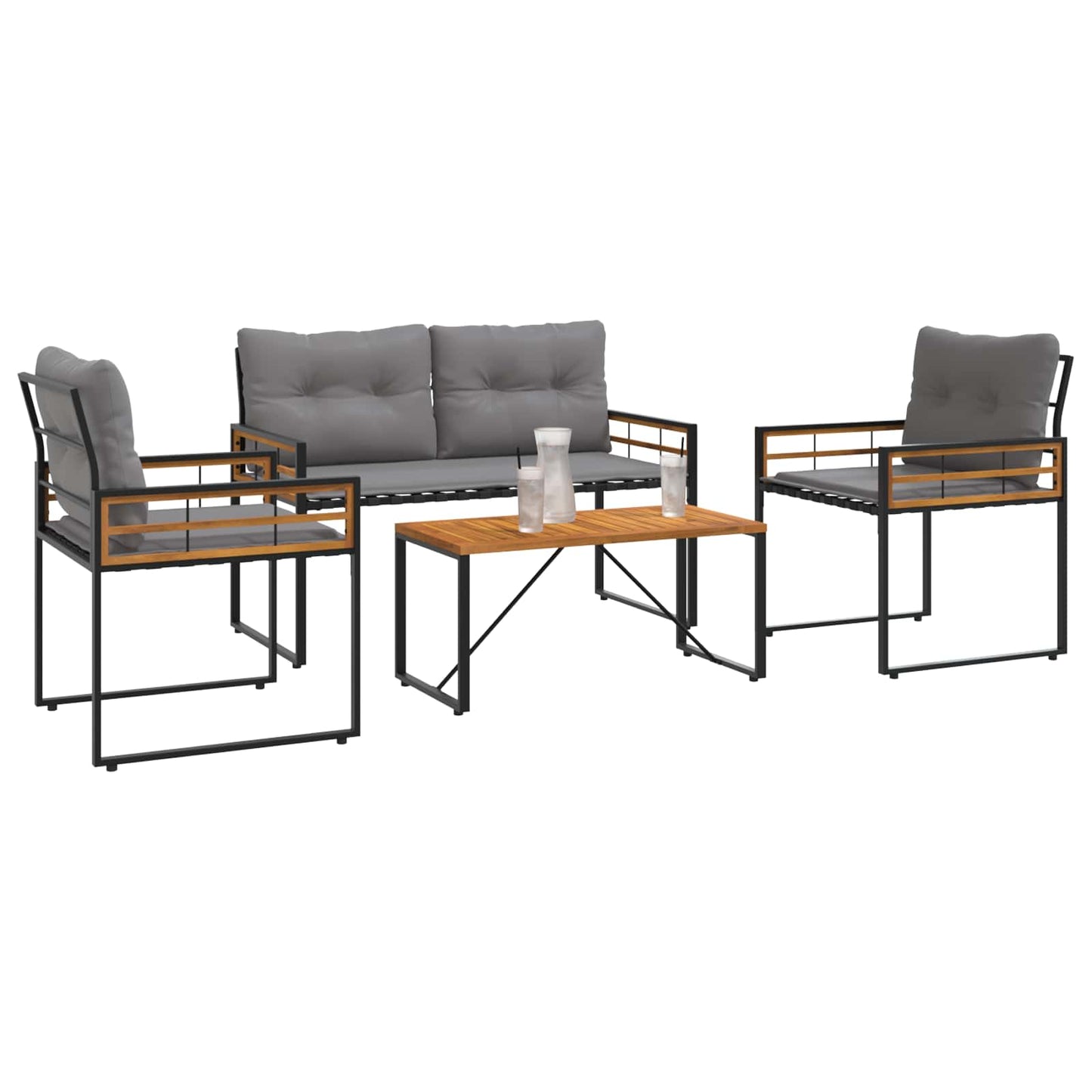 vidaXL Σετ Εξωτερικών Επίπλων με μαξιλάρι 4 pcs Ανοιχτό γκρι
