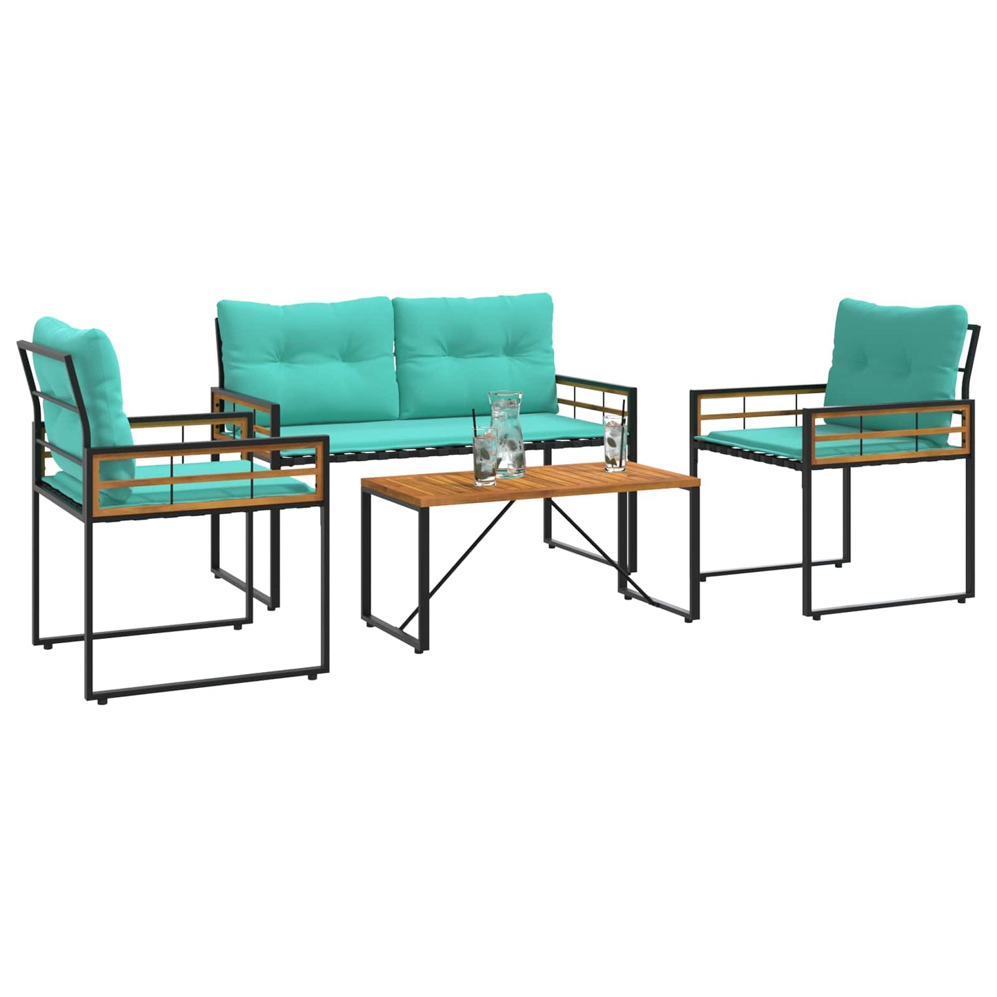vidaXL Σετ Εξωτερικών Επίπλων με μαξιλάρι 4 pcs Τιρκουάζ