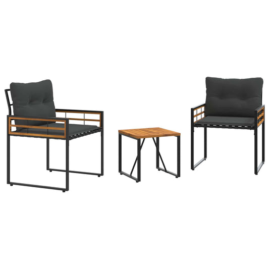 vidaXL Σετ Εξωτερικών Επίπλων με μαξιλάρι 3 pcs Σκούρο Γκρι