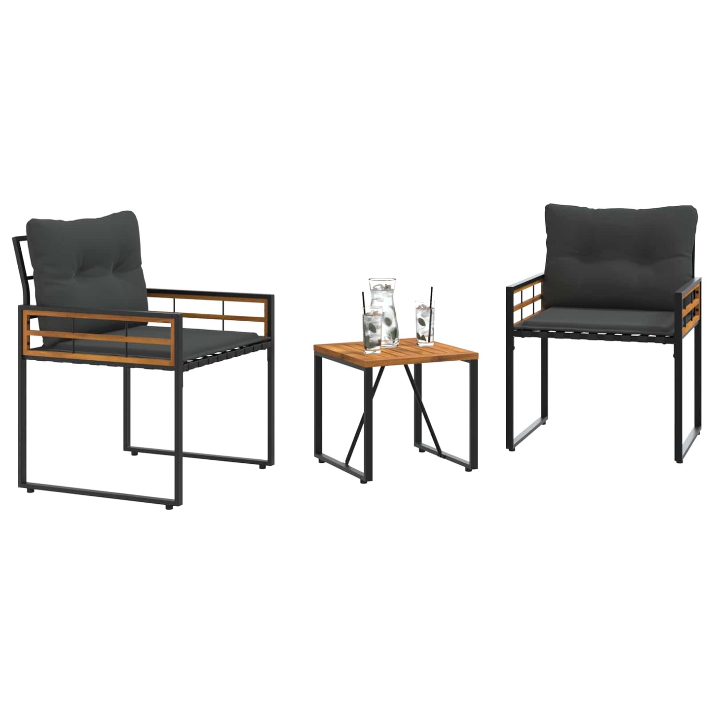 vidaXL Σετ Εξωτερικών Επίπλων με μαξιλάρι 3 pcs Σκούρο Γκρι