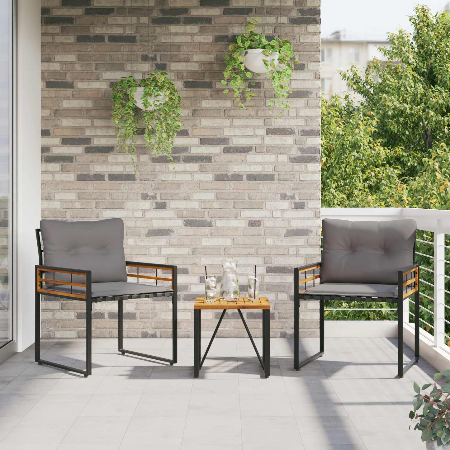 vidaXL Σετ Εξωτερικών Επίπλων με μαξιλάρι 3 pcs Ανοιχτό γκρι
