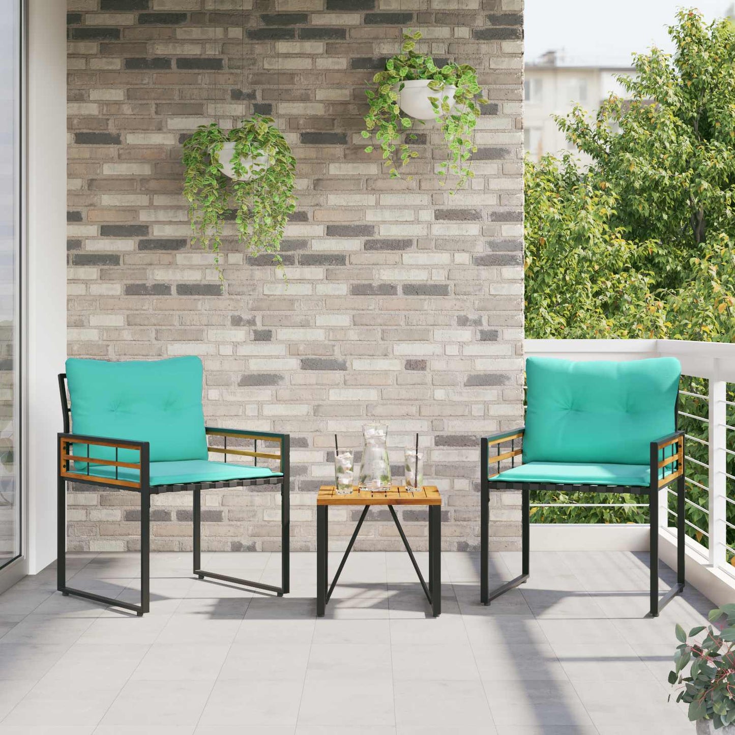 vidaXL Σετ Εξωτερικών Επίπλων με μαξιλάρι 3 pcs Τιρκουάζ