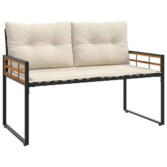 vidaXL Ξύλινο Στρώμα Παγκάκι με μαξιλάρι Κρεμ 114 x 55 x 77 εκ