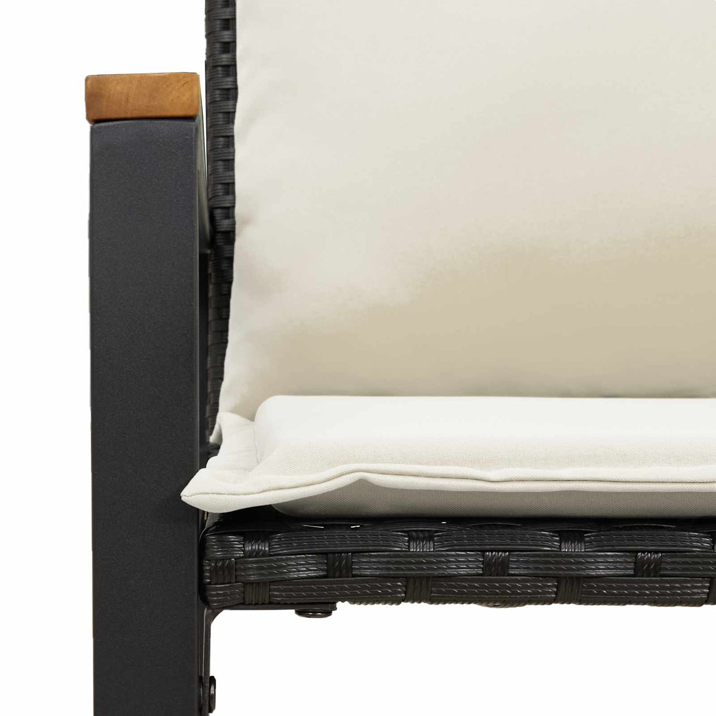 vidaXL παγκάκι Μαύρο και Κρεμ Λευκό 115 x 65 x 72 εκ. Ρατάν