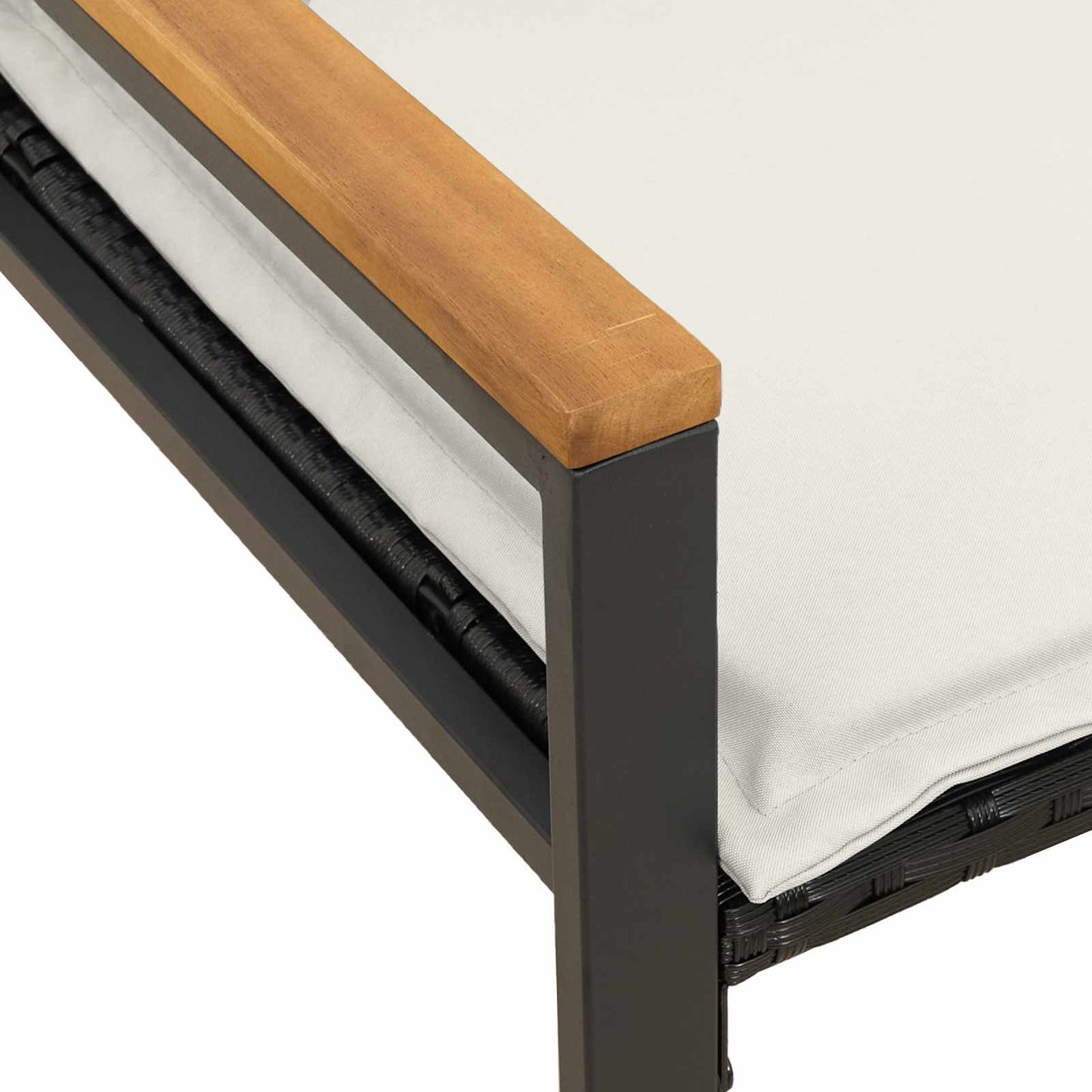 vidaXL παγκάκι Μαύρο και Κρεμ Λευκό 115 x 65 x 72 εκ. Ρατάν