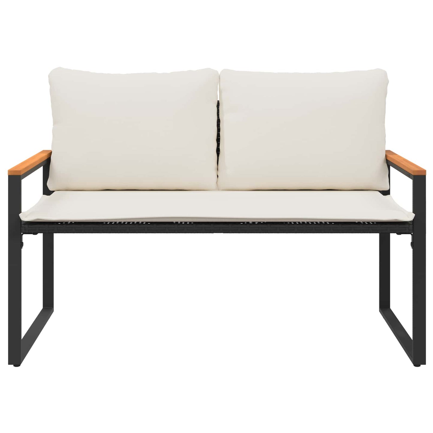 vidaXL παγκάκι Μαύρο και Κρεμ Λευκό 115 x 65 x 72 εκ. Ρατάν