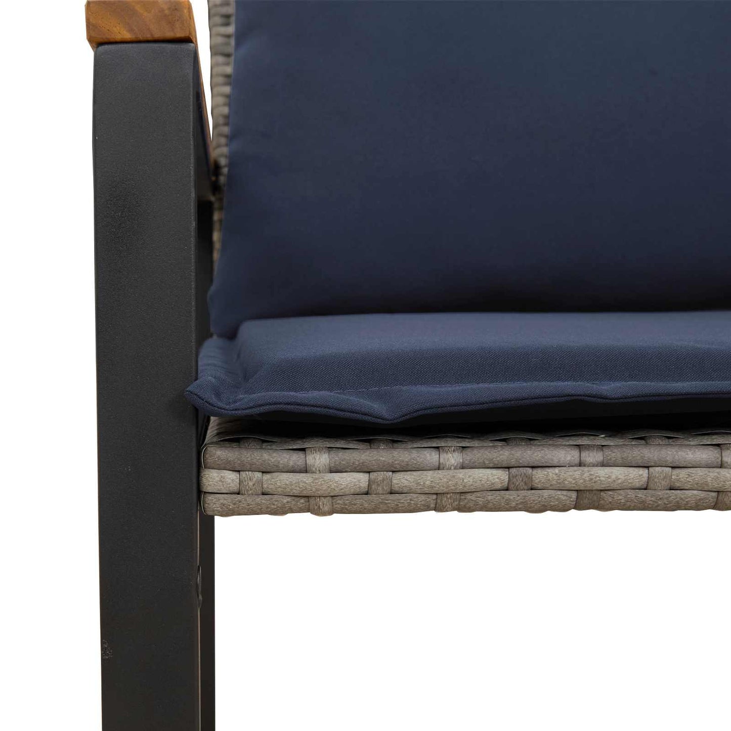 vidaXL παγκάκι με μαξιλάρι Γκρι και Navy Blue 115 x 65 x 72 εκ. Ρατάν