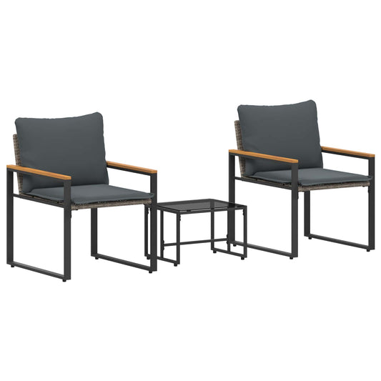vidaXL Σύνολα επίπλων με μαξιλάρι 3 pcs Γκρι και Σκούρο Γκρι Ρατάν