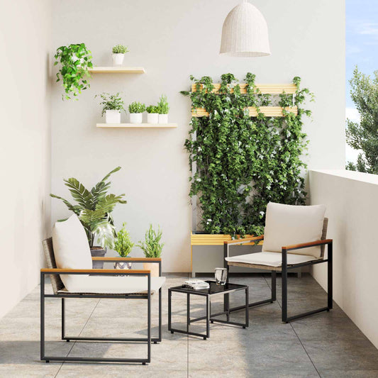 vidaXL Σύνολα επίπλων με μαξιλάρι 3 pcs Μπεζ και Κρέμ Ρατάν