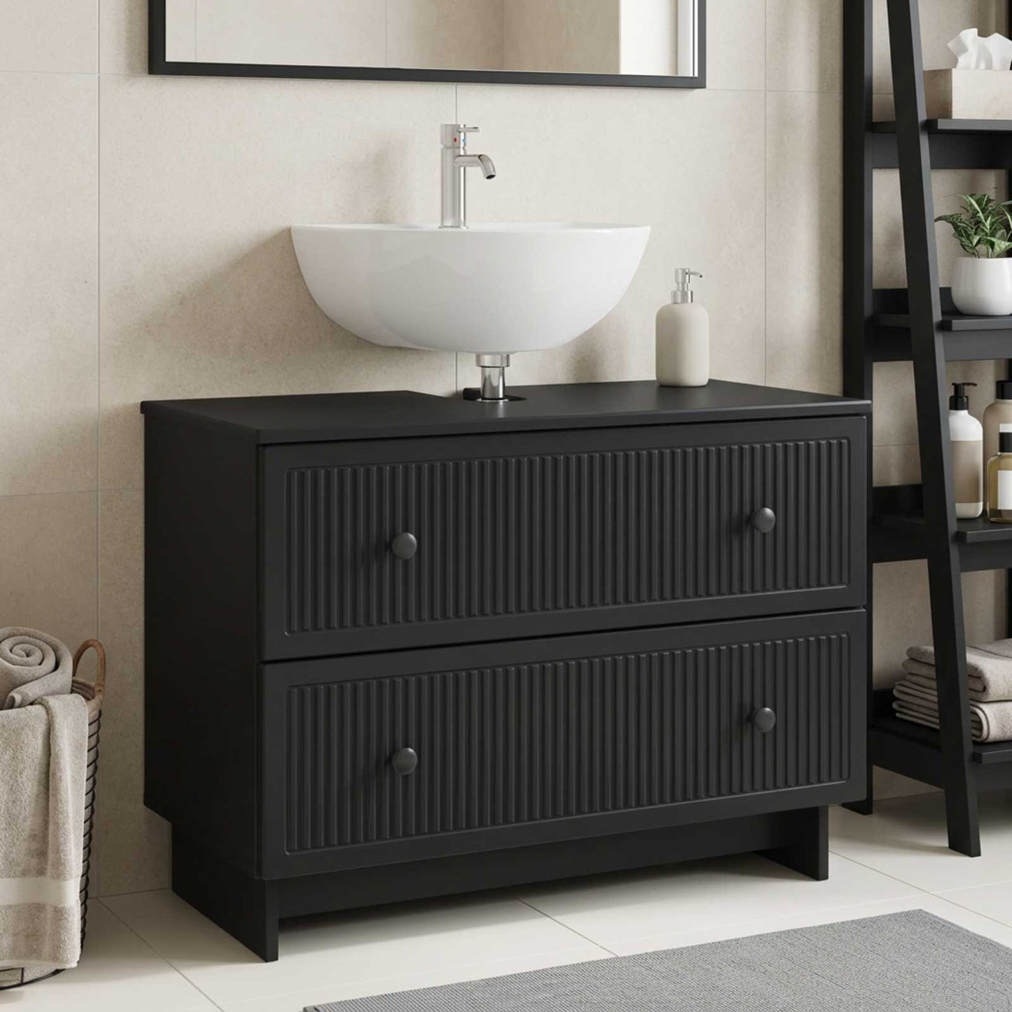 vidaXL Ντουλάπα Νιπτήρα Mπάνιου EDE Μαύρο 82 x 41 x 59 εκ
