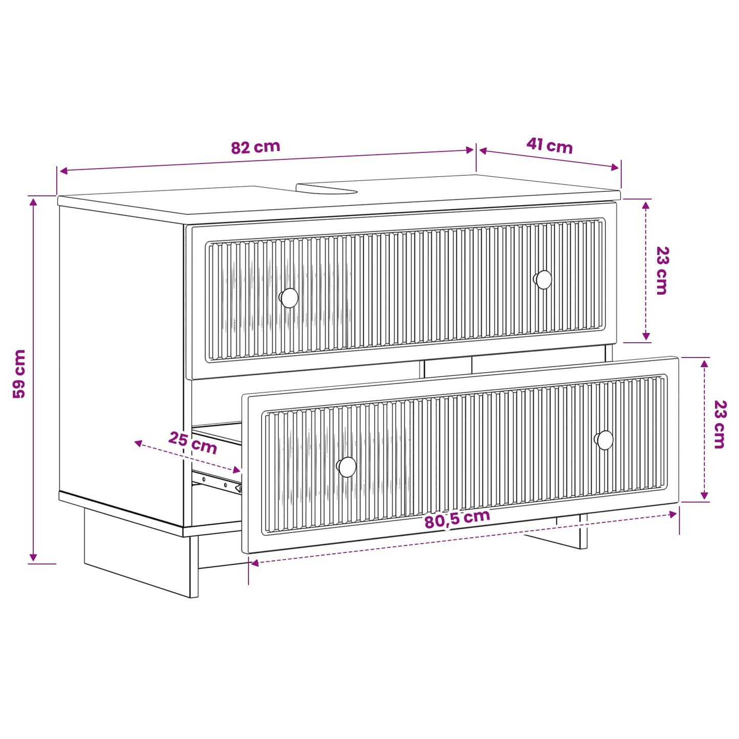 vidaXL Ντουλάπα Νιπτήρα Mπάνιου EDE Μαύρο 82 x 41 x 59 εκ
