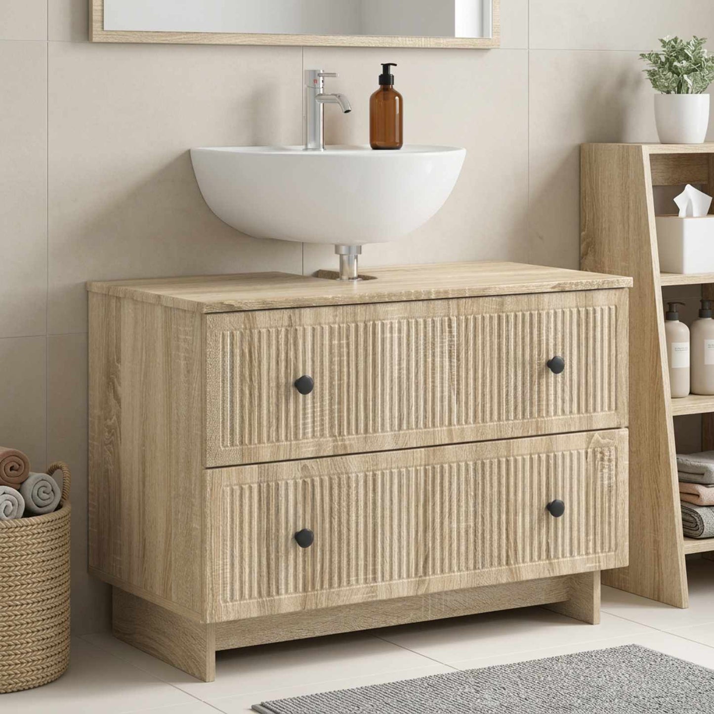 vidaXL Ντουλάπα Νιπτήρα Mπάνιου EDE Sonoma Δρυς 82 x 41 x 59 εκ