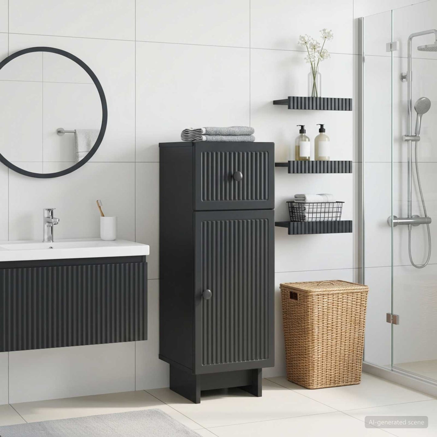 vidaXL Ντουλάπι Αποθήκευσης Μπάνιου EDE Μαύρο 30 x 31 x 80 εκ.