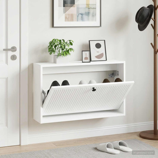 vidaXL Τοίχου Ντουλάπα Παπουτσιών EDE 71 x 17 x 43 εκ Λευκό