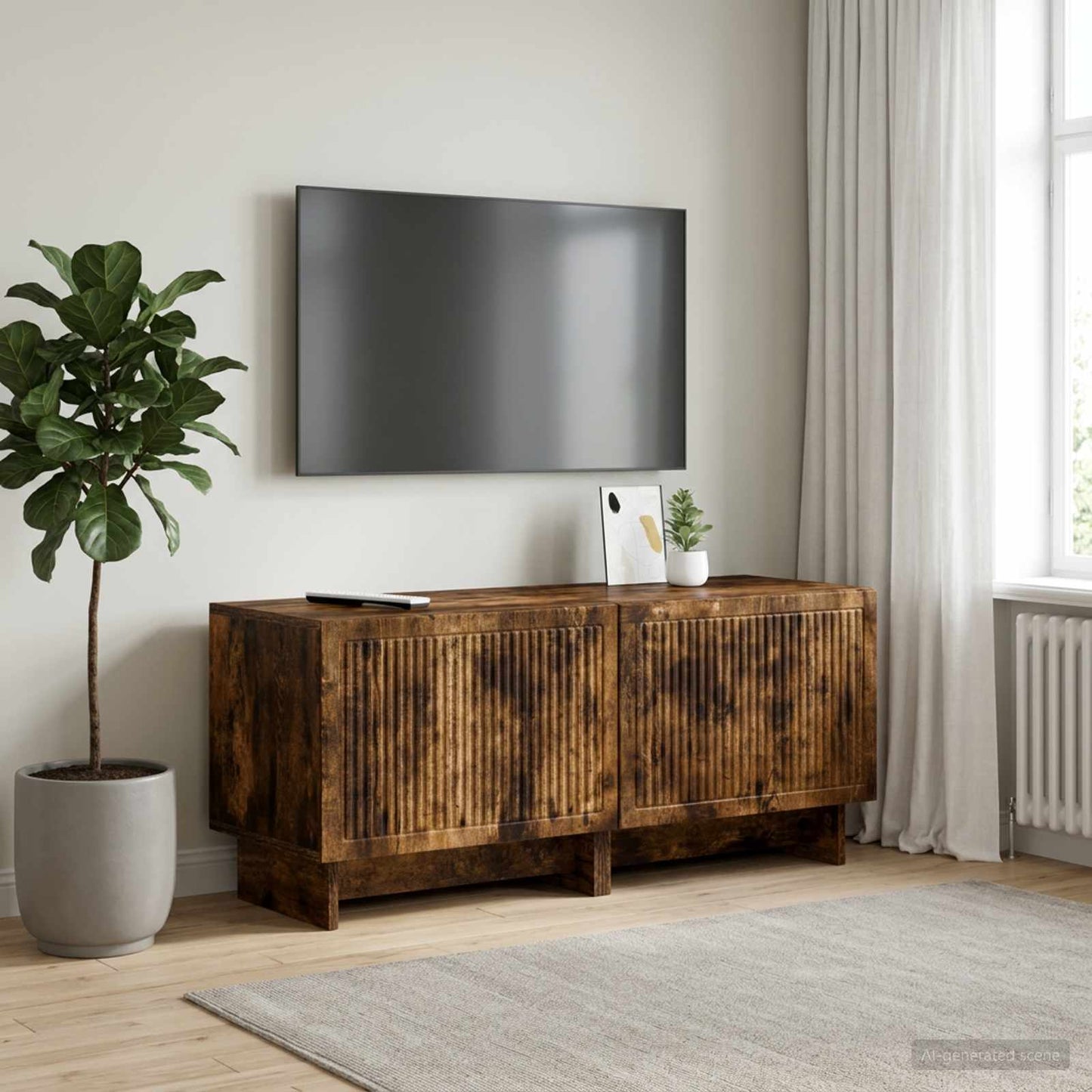 vidaXL Ντουλάπι TV Καπνισμένο Ξύλο Δρυός Επεξεργασμένο Ξύλο
