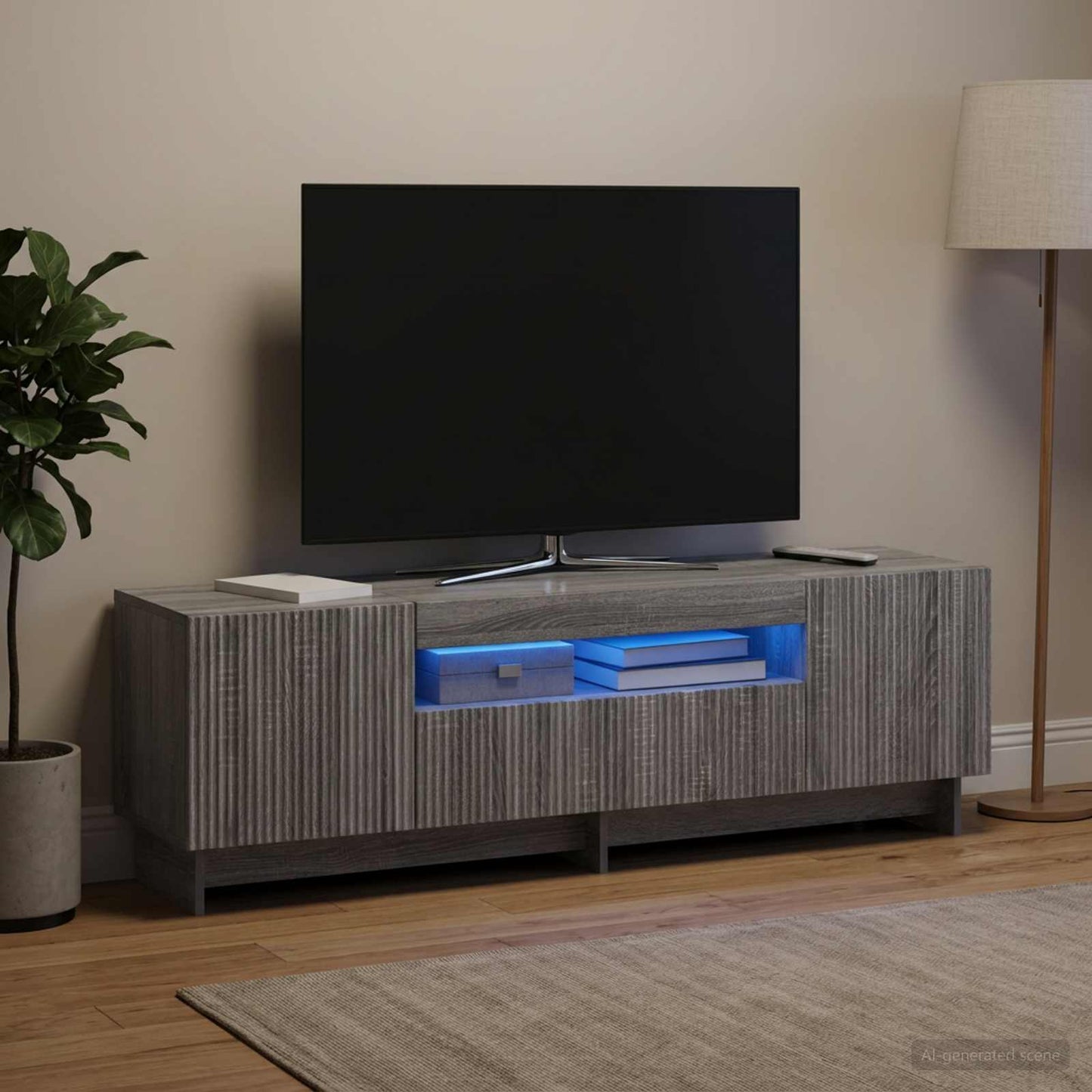 vidaXL Ντουλάπα LED Τηλεόρασης EDE 153 x 35 x 43 εκ Γκρι Sonoma