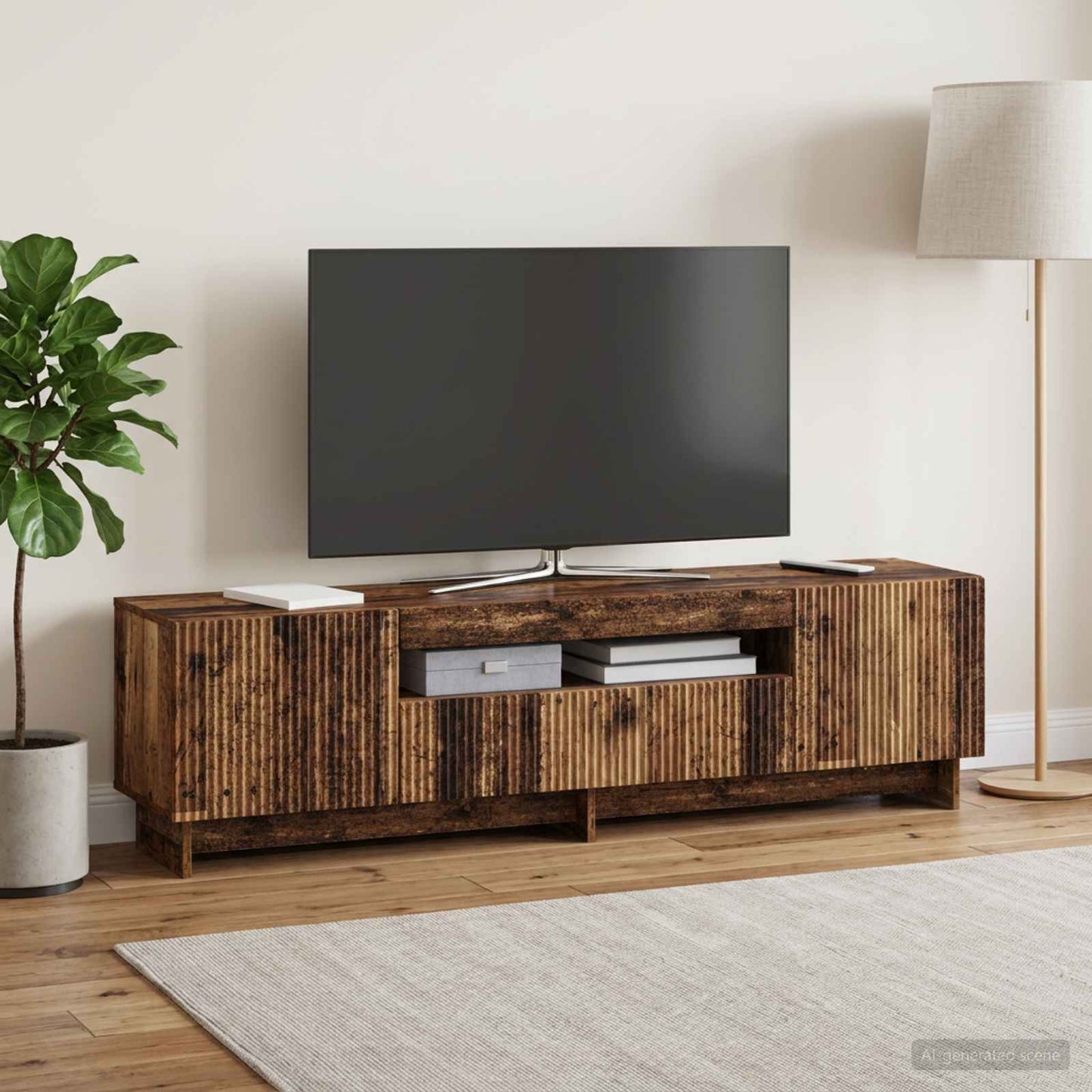vidaXL Ντουλάπα LED Τηλεόρασης EDE 153 x 35 x 43 εκ Παλαιωμένο ξύλο