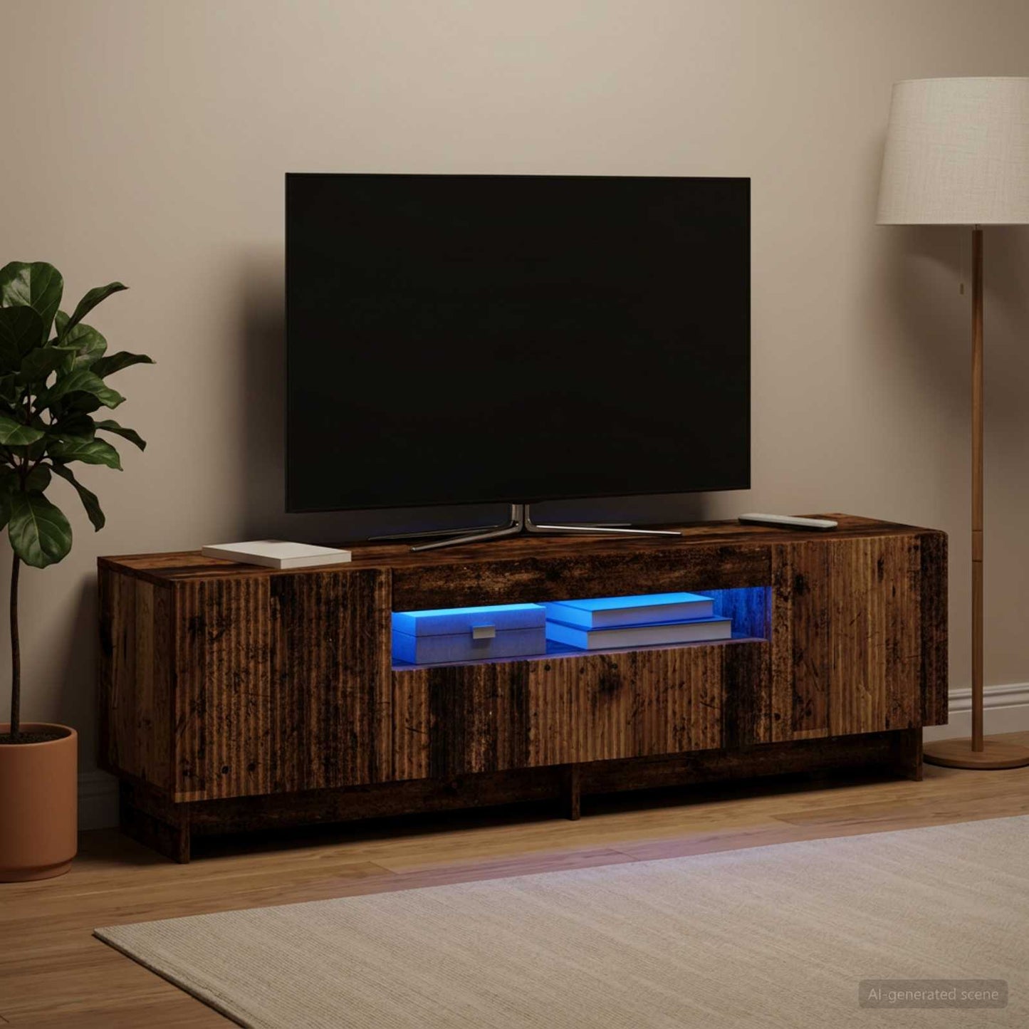 vidaXL Ντουλάπα LED Τηλεόρασης EDE 153 x 35 x 43 εκ Παλαιωμένο ξύλο