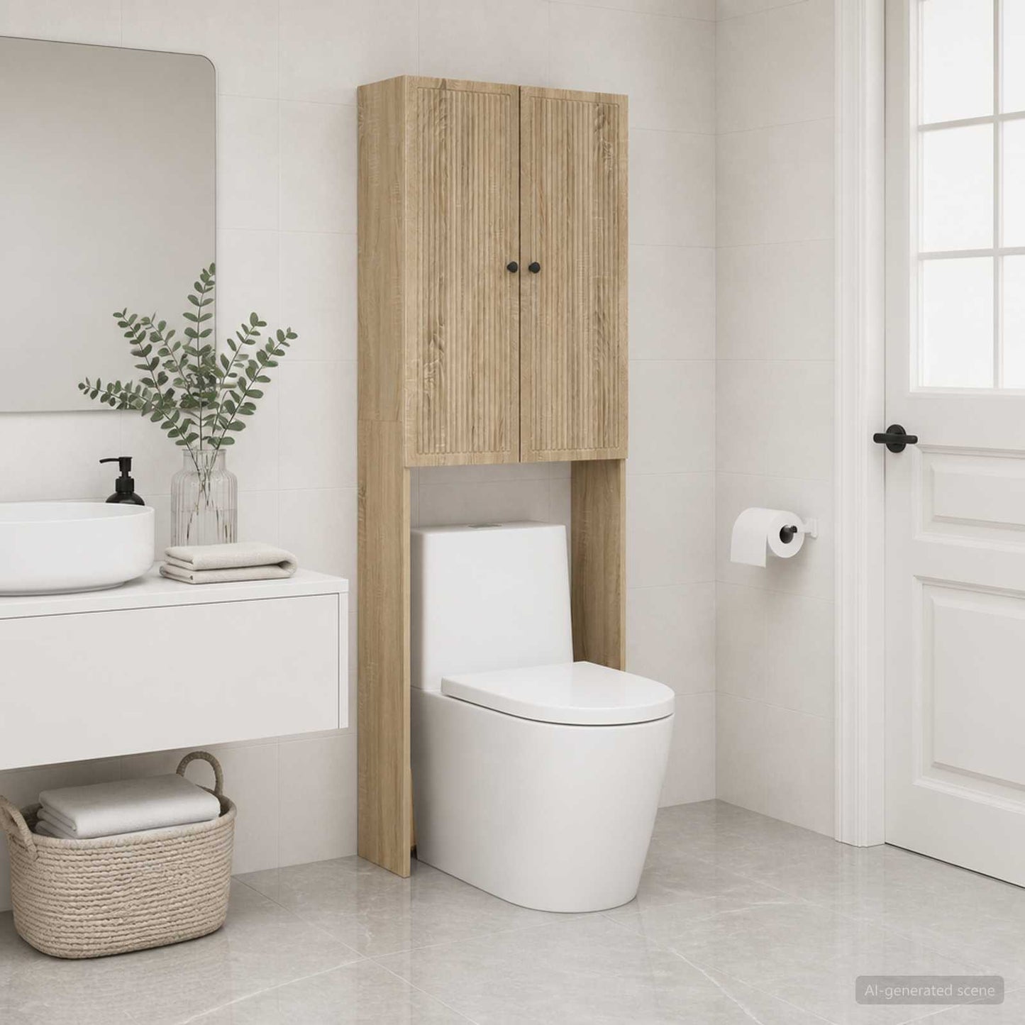 vidaXL Ντουλάπα τουαλέτας EDE Sonoma Δρυς 66 x 25,5 x 190 εκ.