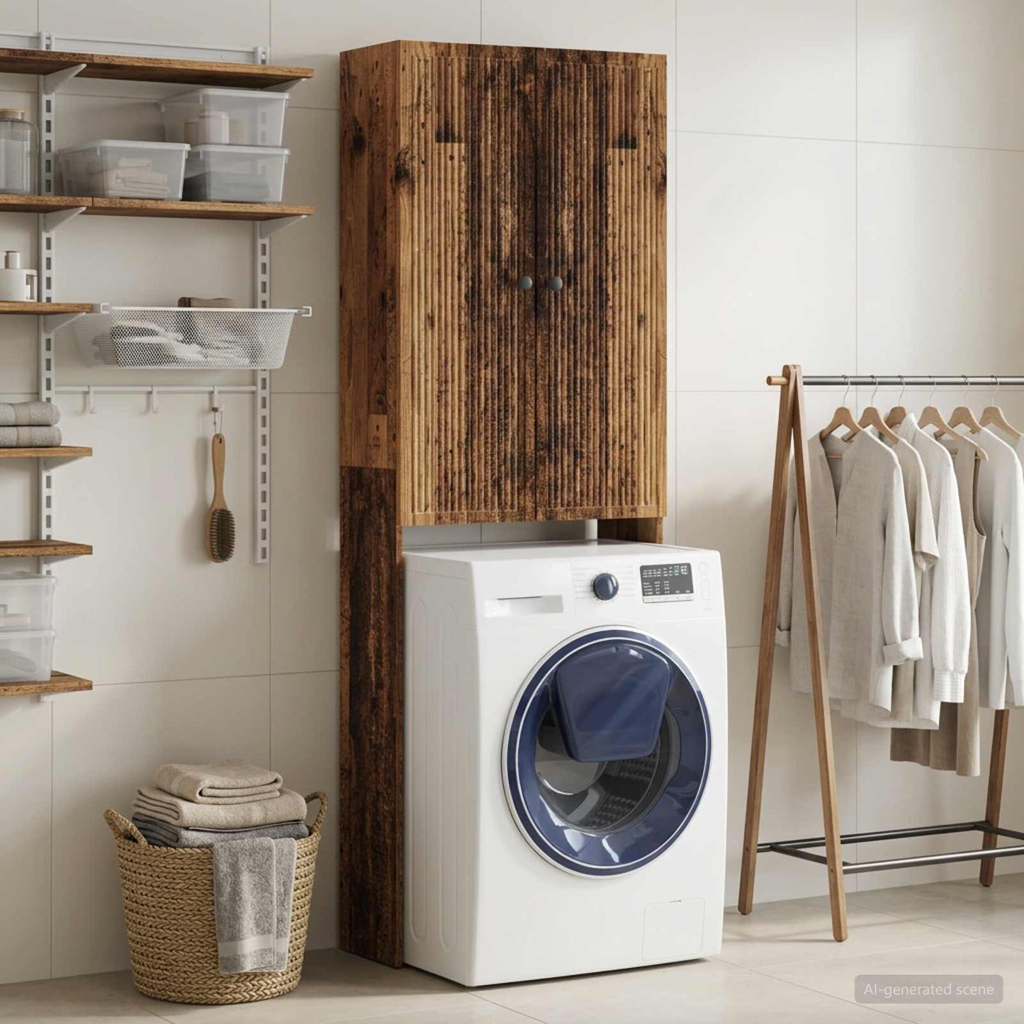 vidaXL Ντουλάπα τουαλέτας EDE Παλαιωμένο ξύλο 66 x 25,5 x 190 εκ.