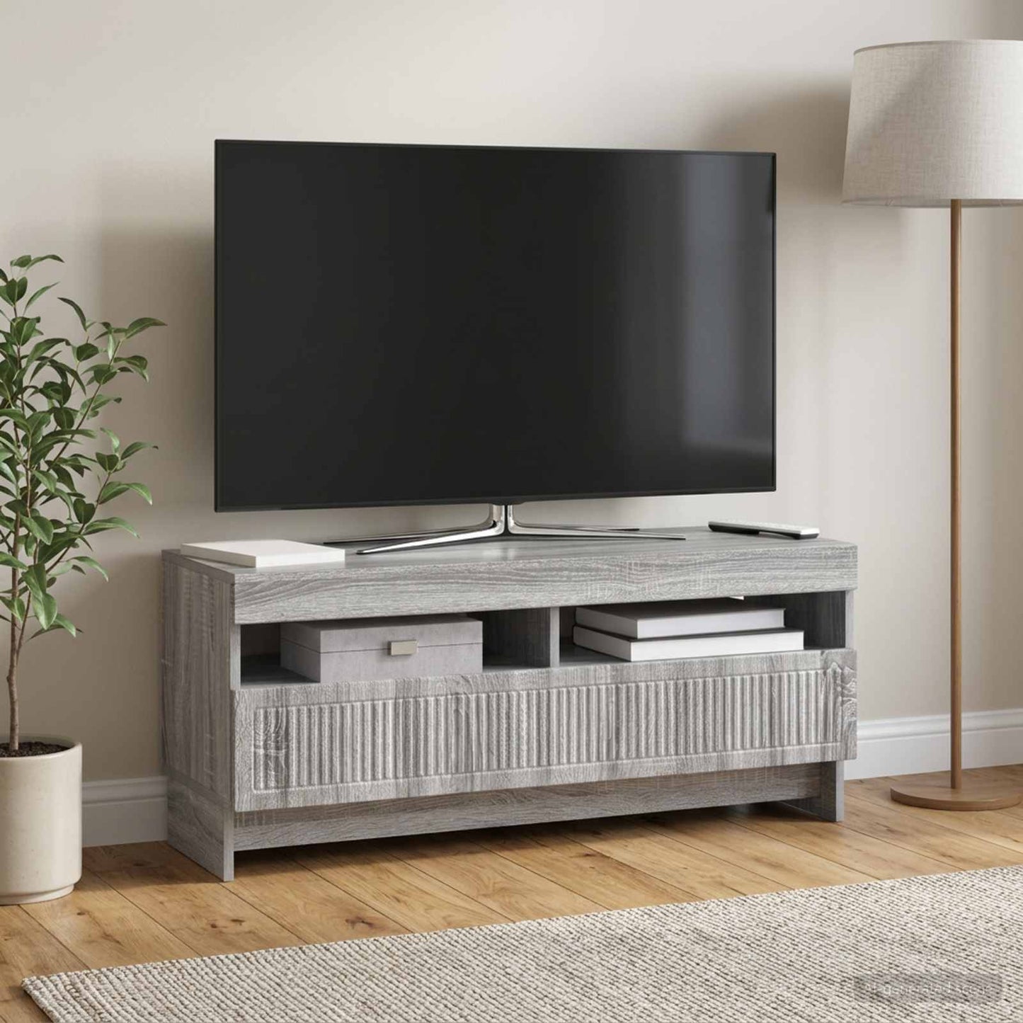 vidaXL Ντουλάπα LED Τηλεόρασης Γκρι Sonoma Επεξεργασμένο Ξύλο