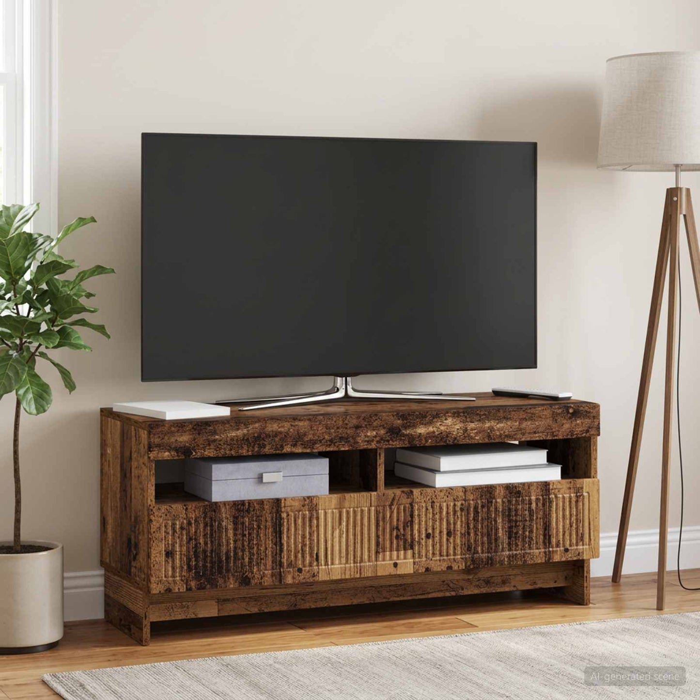 vidaXL Ντουλάπα LED Τηλεόρασης EDE 100 x 35 x 43 εκ. Παλαιωμένο ξύλο