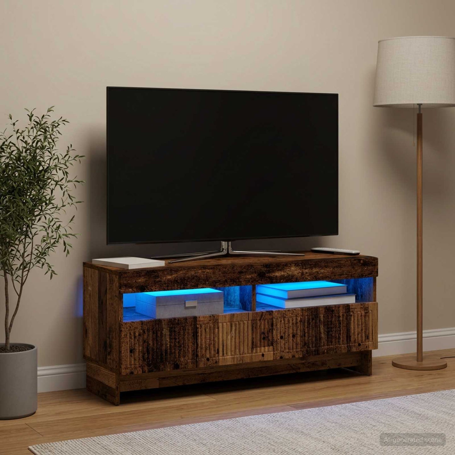 vidaXL Ντουλάπα LED Τηλεόρασης EDE 100 x 35 x 43 εκ. Παλαιωμένο ξύλο
