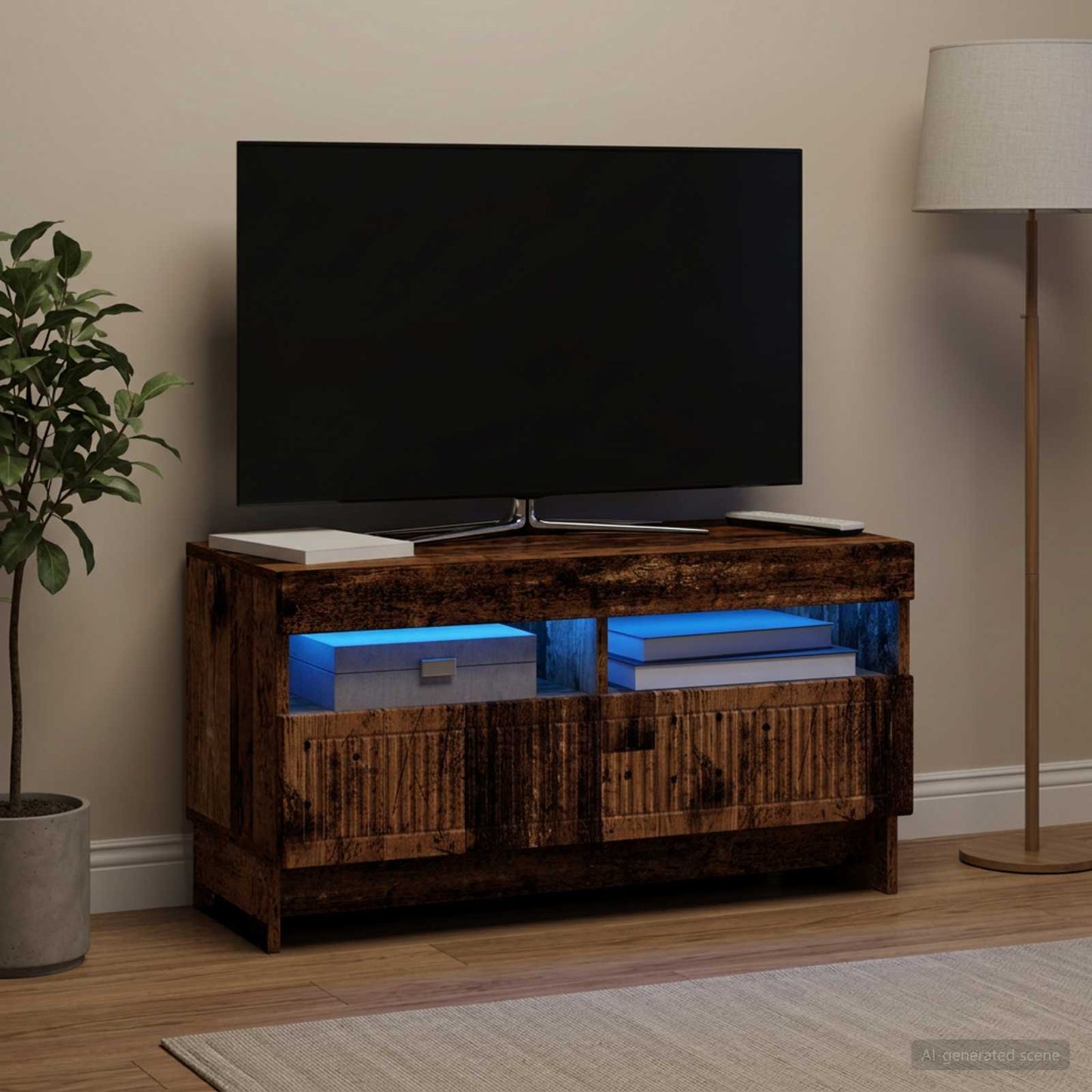 vidaXL Ντουλάπα LED Τηλεόρασης Παλαιωμένο ξύλο Επεξεργασμένο Ξύλο