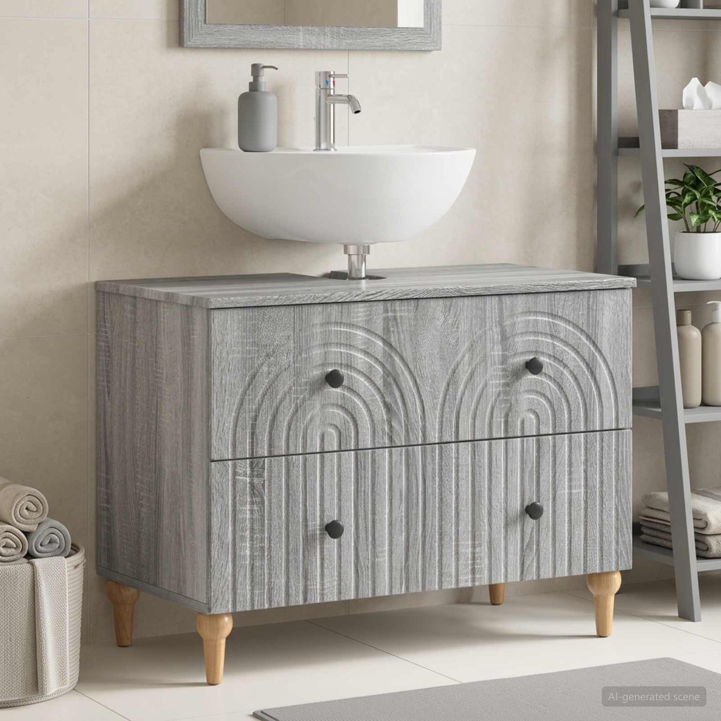 vidaXL Ντουλάπα Νιπτήρα Mπάνιου ALKMAAR Γκρι Sonoma 82 x 41 x 59 εκ