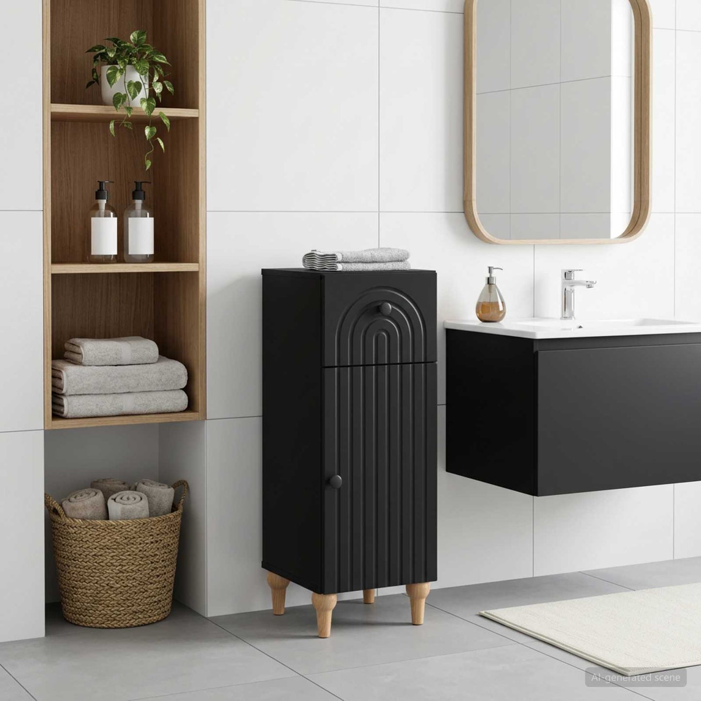 vidaXL Ντουλάπι Αποθήκευσης Μπάνιου ALKMAAR Μαύρο 30 x 31 x 80 εκ.