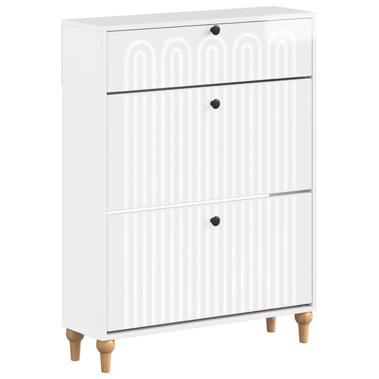 vidaXL Ντουλάπα Παπουτσιών ALKMAAR 78 x 24 x 103 εκ. Γυαλιστερό Λευκό