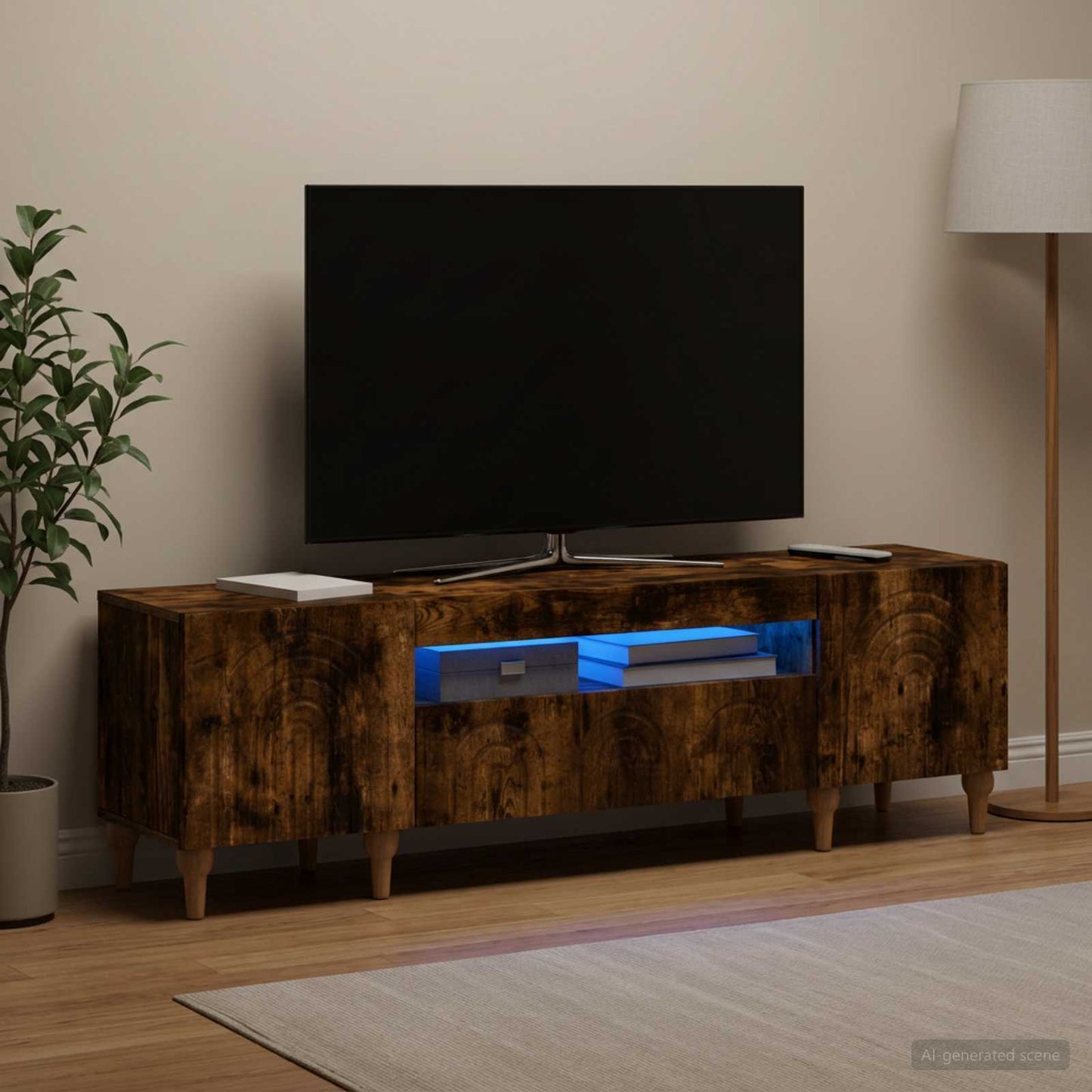 vidaXL Ντουλάπα LED Τηλεόρασης Καπνισμένο Ξύλο Δρυός
