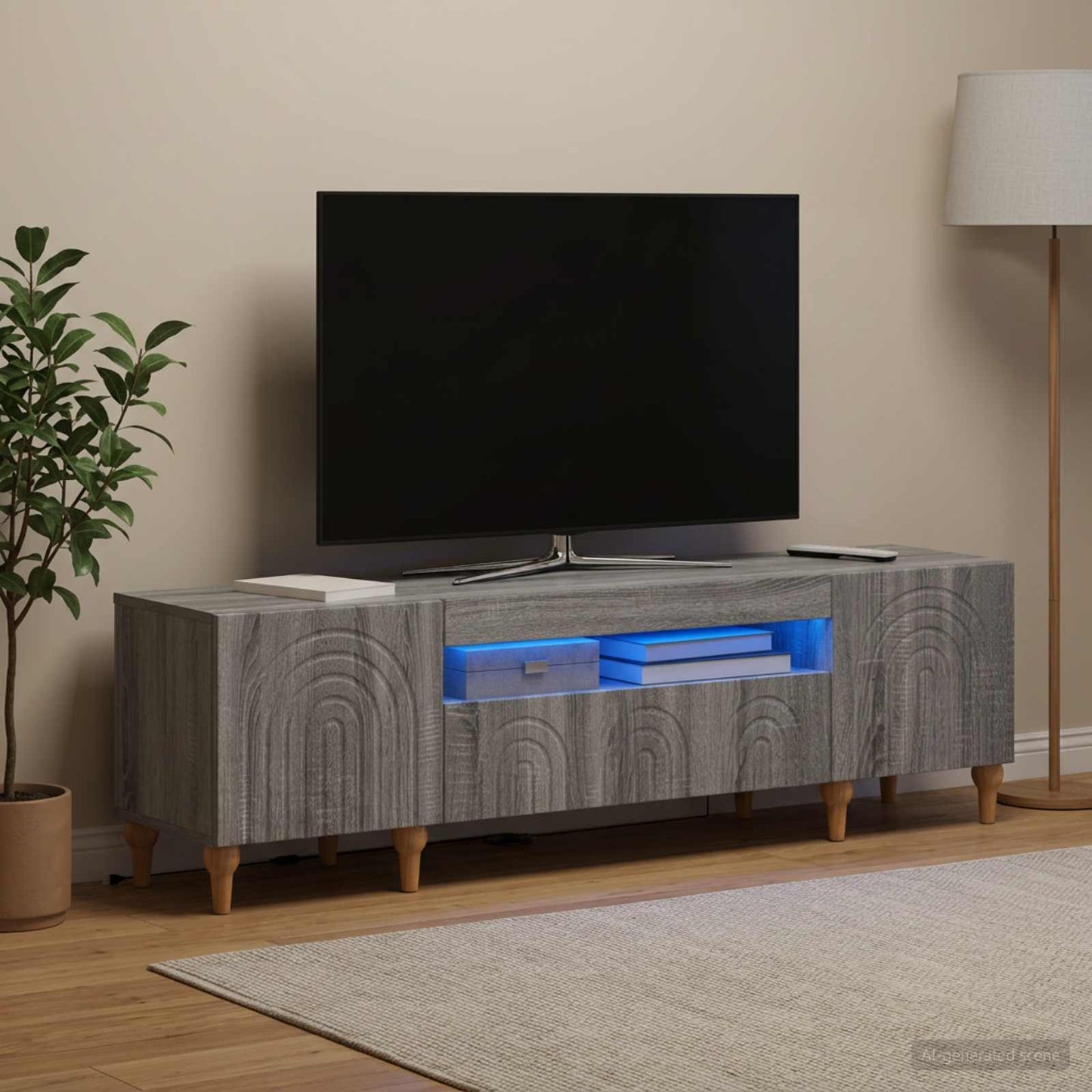 vidaXL Ντουλάπα LED Τηλεόρασης ALKMAAR 153 x 35 x 43 εκ Γκρι Sonoma