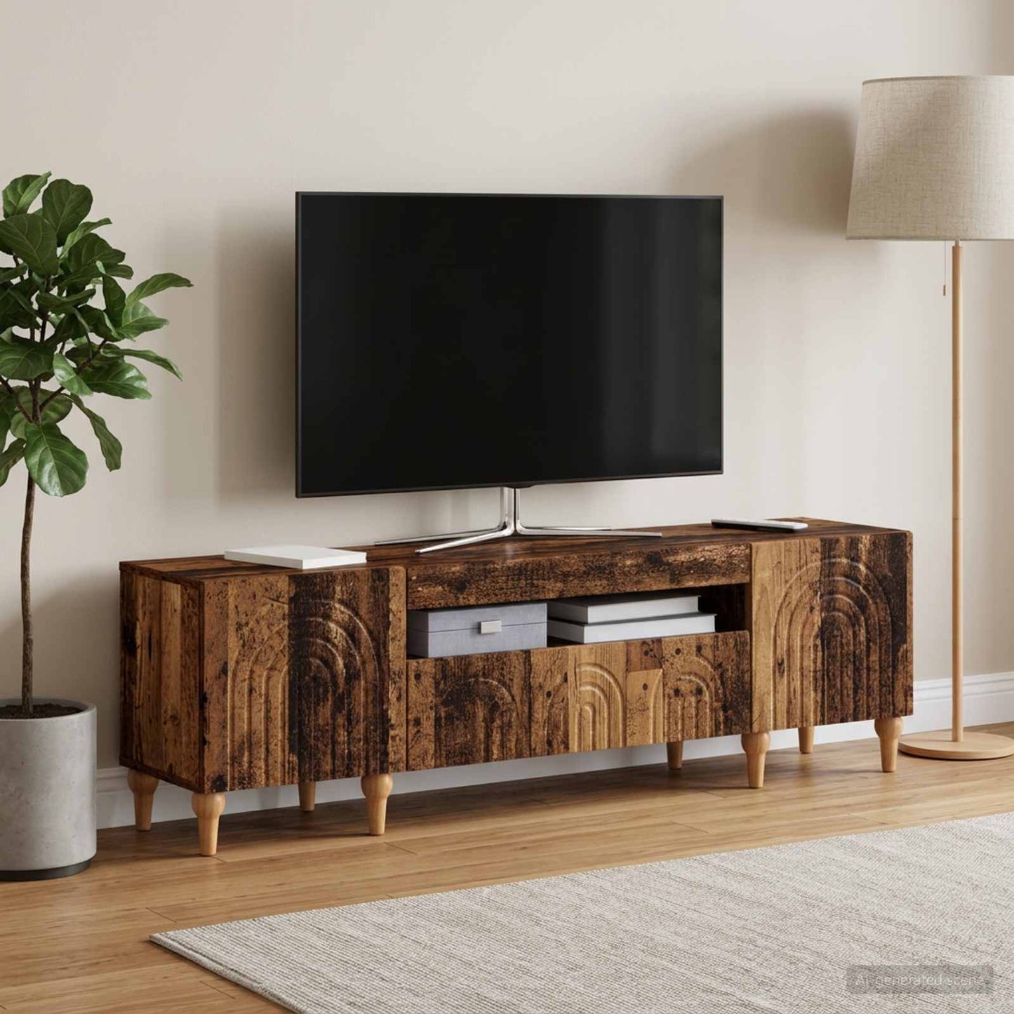 vidaXL Ντουλάπα LED Τηλεόρασης Παλαιωμένο ξύλο Επεξεργασμένο Ξύλο