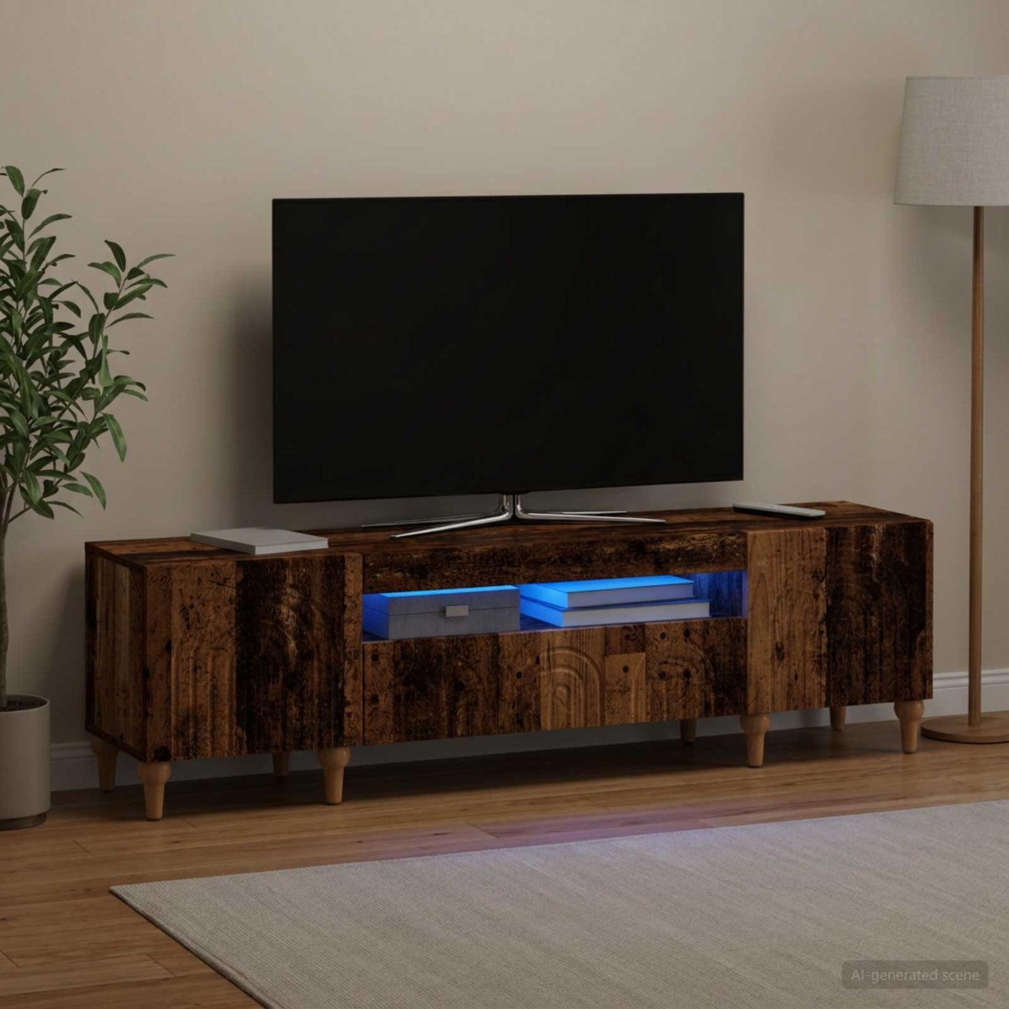 vidaXL Ντουλάπα LED Τηλεόρασης Παλαιωμένο ξύλο Επεξεργασμένο Ξύλο