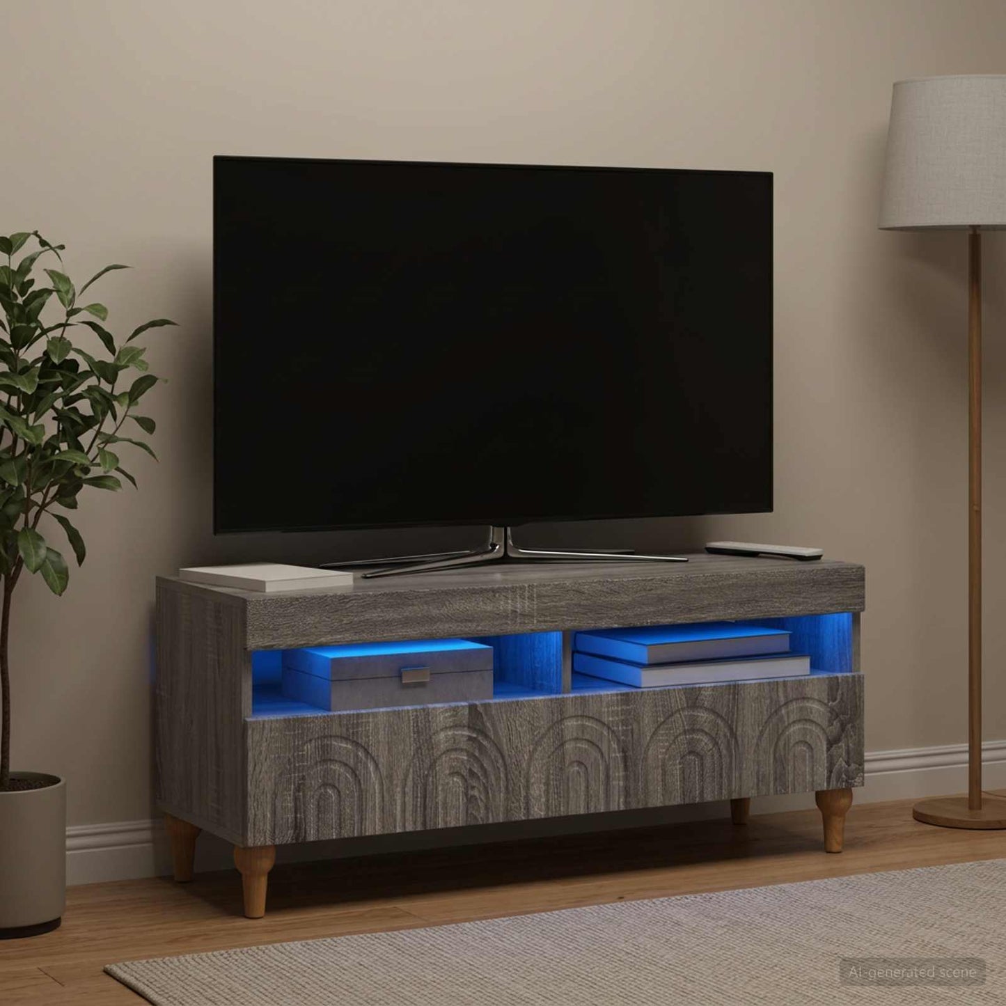 vidaXL Ντουλάπα LED Τηλεόρασης ALKMAAR 100 x 35 x 43 εκ. Γκρι Sonoma