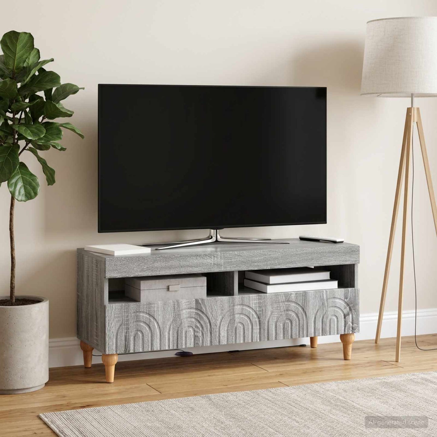 vidaXL Ντουλάπα LED Τηλεόρασης ALKMAAR 100 x 35 x 43 εκ. Γκρι Sonoma